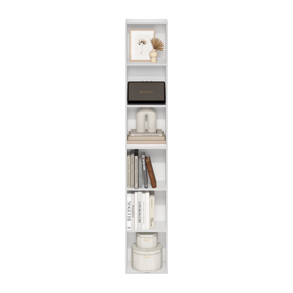 Luder 6-Tier Open Shelf Bookcase, White