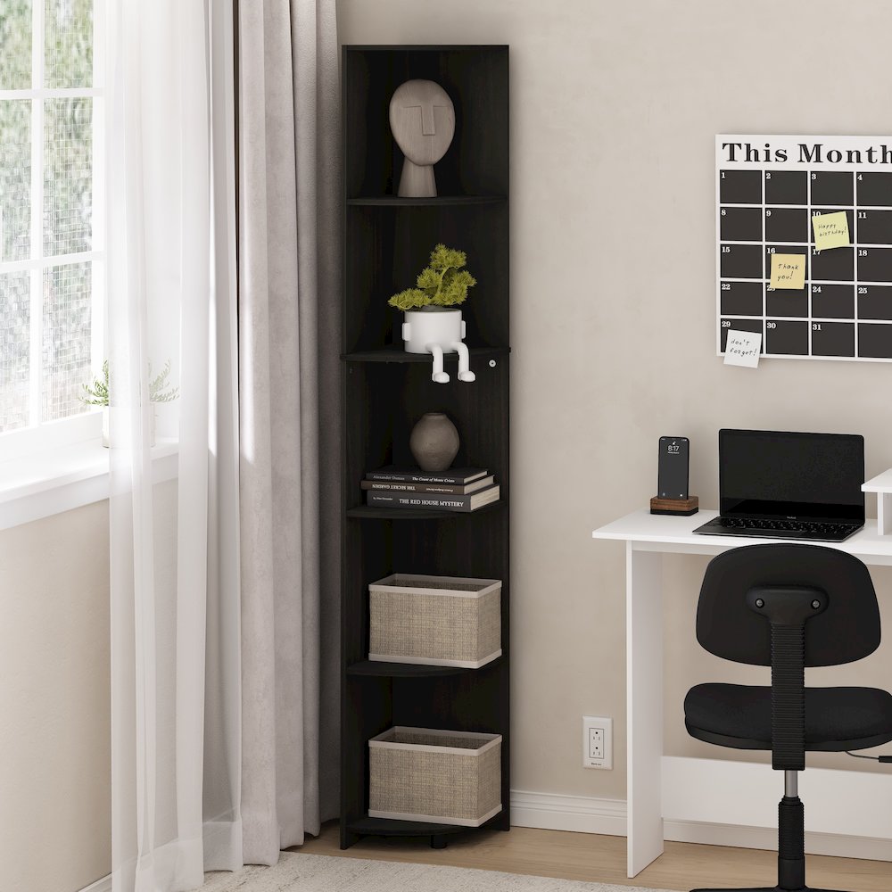 Econ 5-Tier Corner Shelf Bookcase, Bookshelf, Espresso