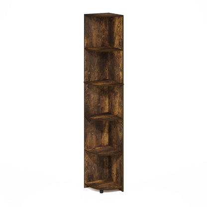 Econ 5-Tier Corner Shelf Bookcase, Bookshelf, Amber Pine