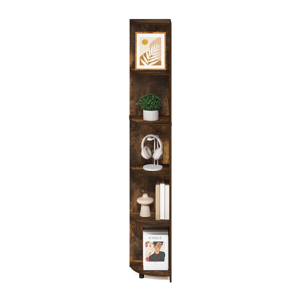 Econ 5-Tier Corner Shelf Bookcase, Bookshelf, Amber Pine