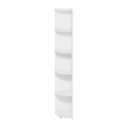 Econ 5-Tier Corner Shelf Bookcase, Bookshelf, White
