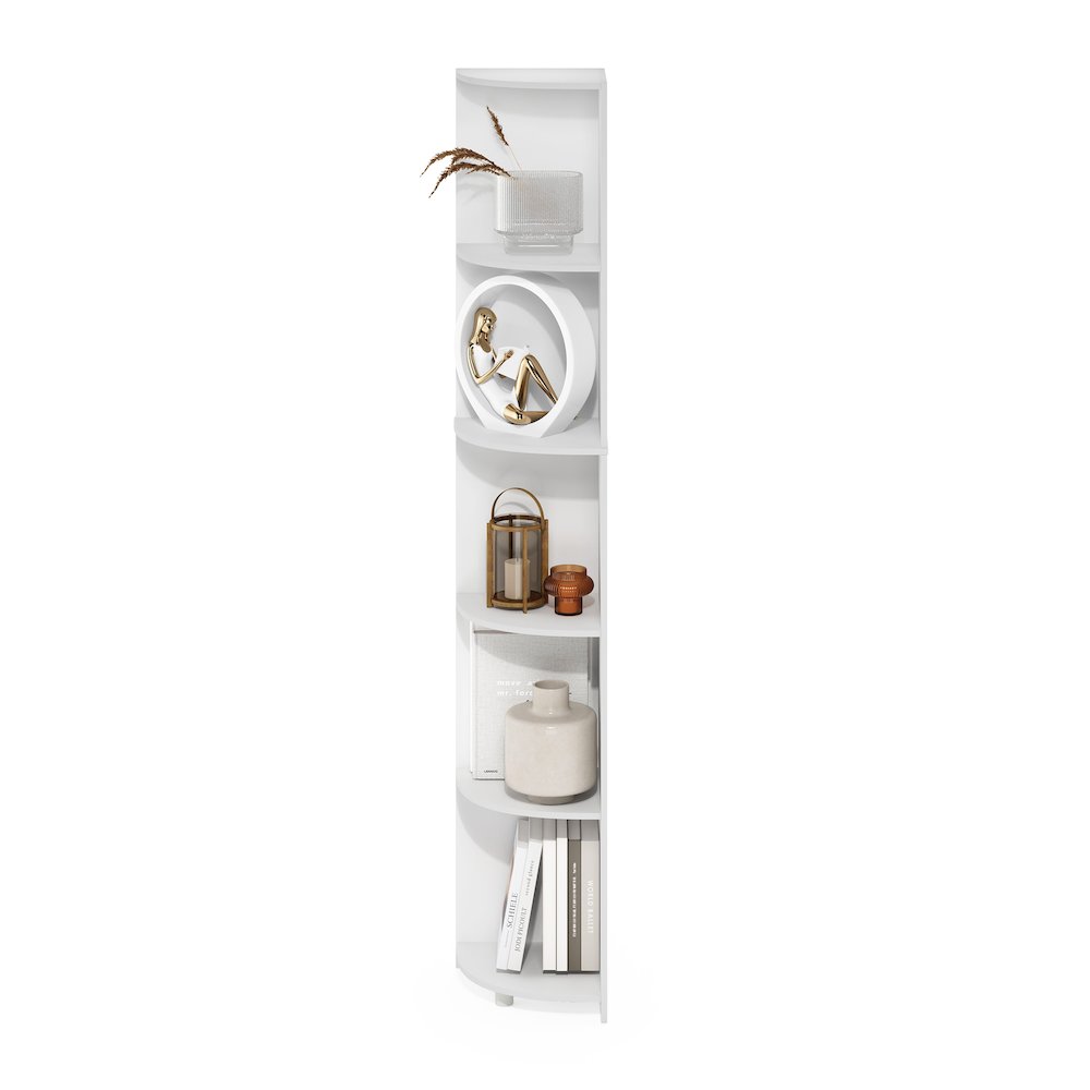 Econ 5-Tier Corner Shelf Bookcase, Bookshelf, White