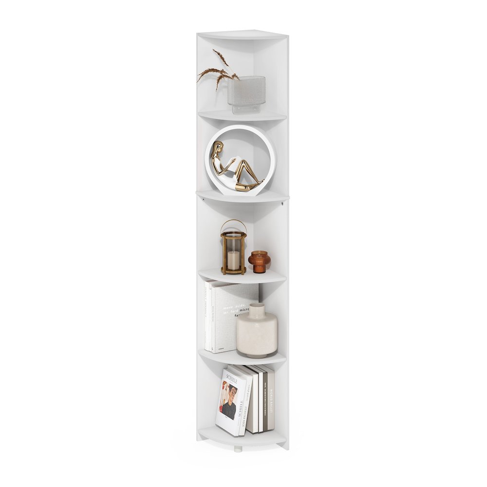 Econ 5-Tier Corner Shelf Bookcase, Bookshelf, White