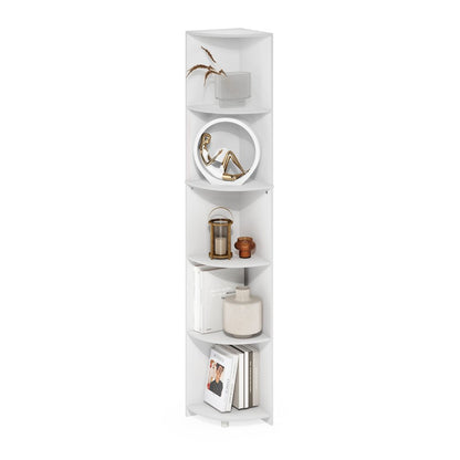 Econ 5-Tier Corner Shelf Bookcase, Bookshelf, White