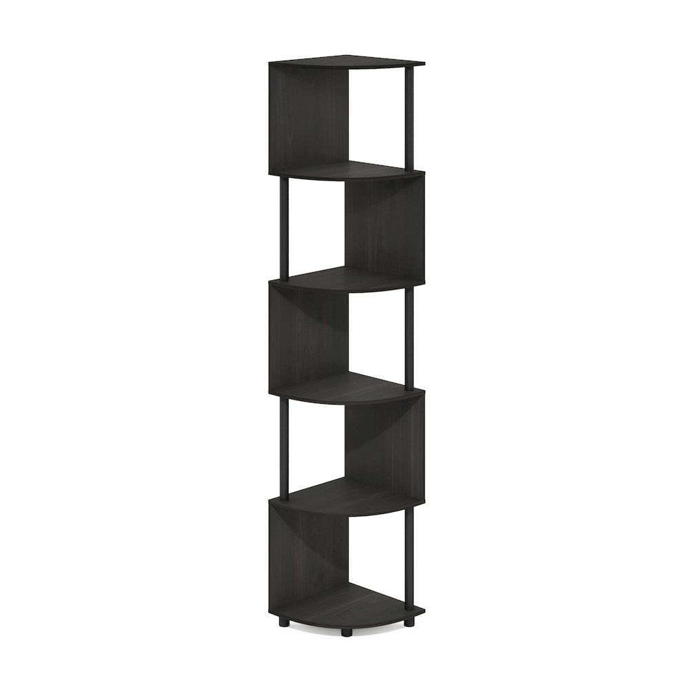 Econ 5-Tier Zigzag Corner Shelf Bookcase, Bookshelf, Espresso/Black