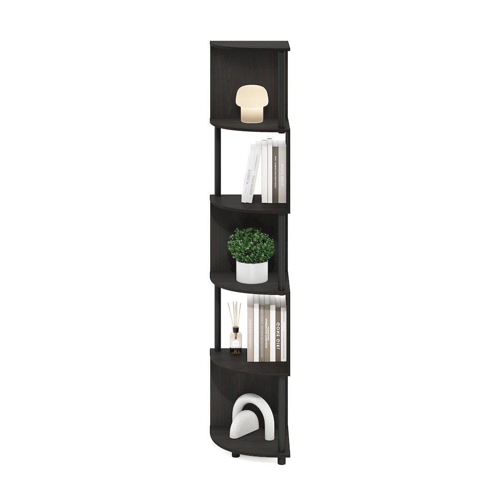 Econ 5-Tier Zigzag Corner Shelf Bookcase, Bookshelf, Espresso/Black