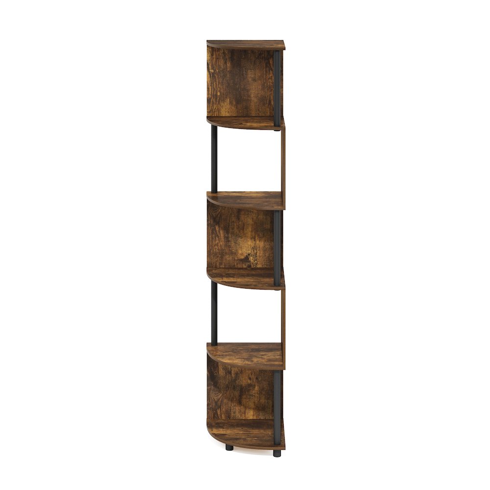 Econ 5-Tier Zigzag Corner Shelf Bookcase, Bookshelf, Amber Pine/Black