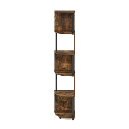 Econ 5-Tier Zigzag Corner Shelf Bookcase, Bookshelf, Amber Pine/Black