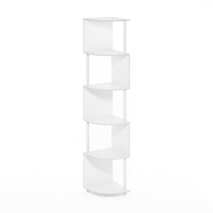 Econ 5-Tier Zigzag Corner Shelf Bookcase, Bookshelf, White/White