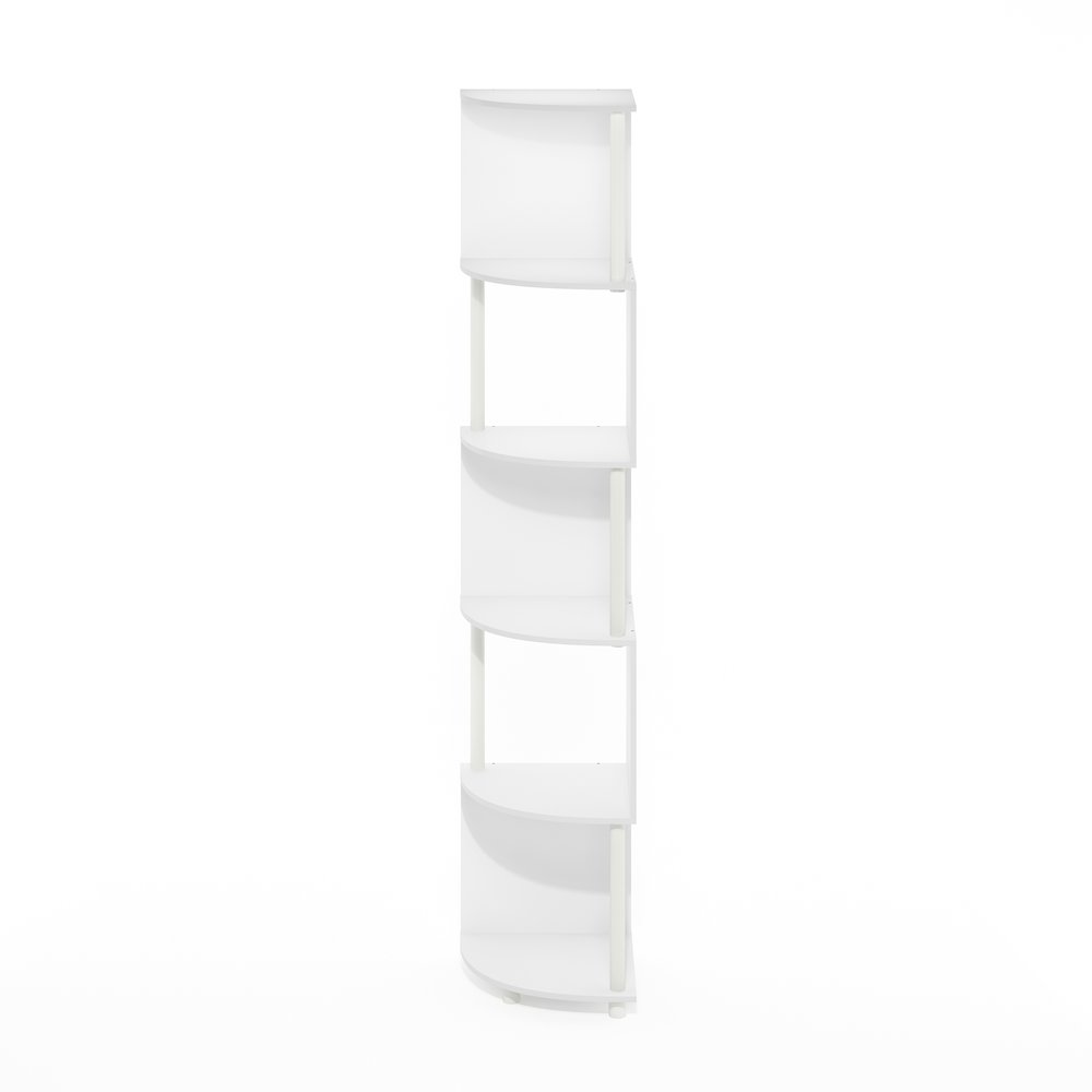 Econ 5-Tier Zigzag Corner Shelf Bookcase, Bookshelf, White/White