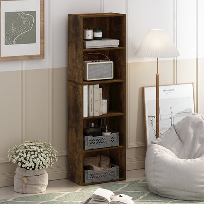 Luder 5-Tier Reversible Color Open Shelf Bookcase, Amber Pine