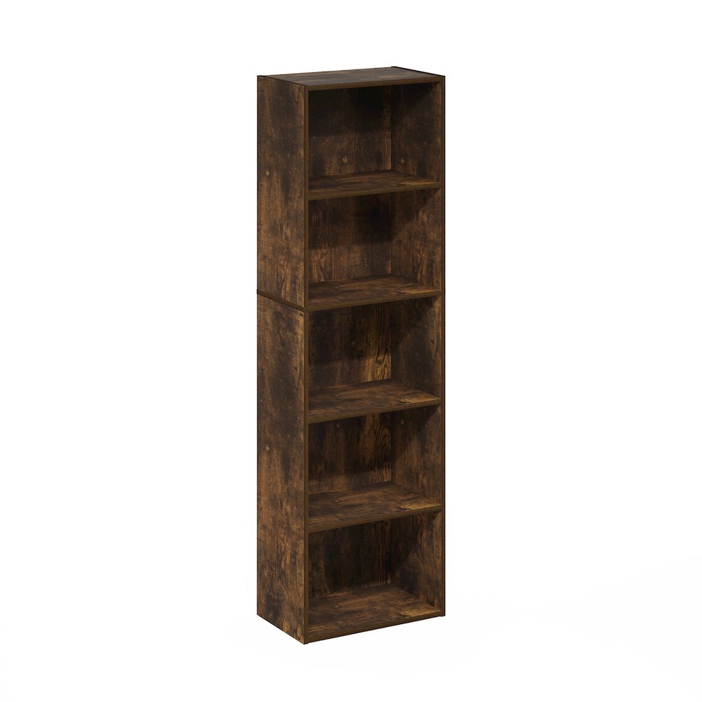 Luder 5-Tier Reversible Color Open Shelf Bookcase, Amber Pine