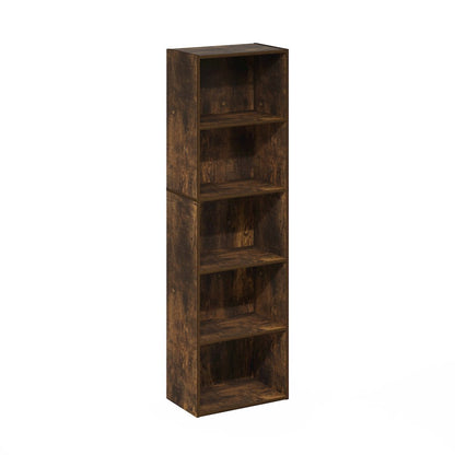 Luder 5-Tier Reversible Color Open Shelf Bookcase, Amber Pine