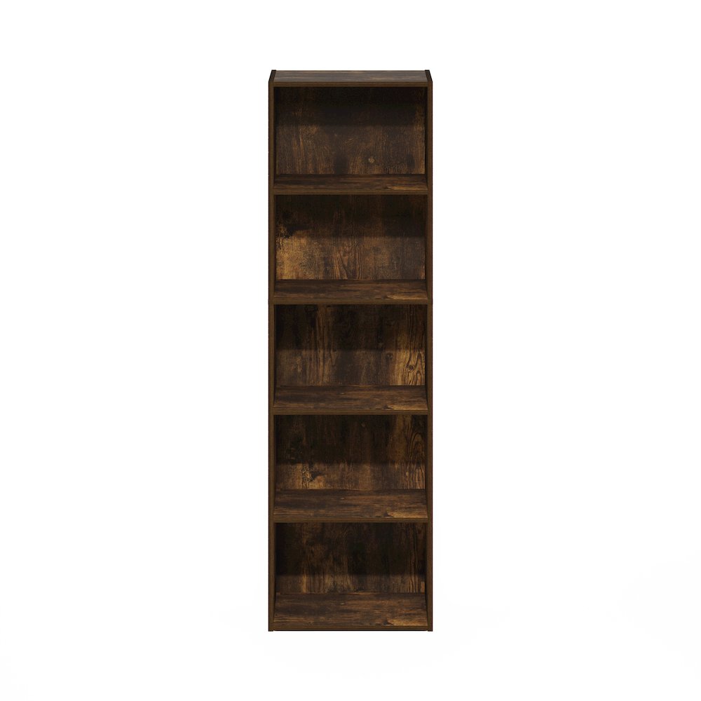 Luder 5-Tier Reversible Color Open Shelf Bookcase, Amber Pine