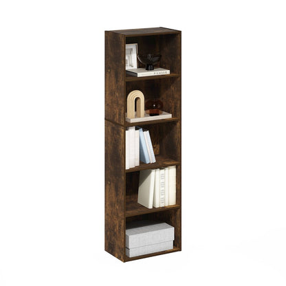 Luder 5-Tier Reversible Color Open Shelf Bookcase, Amber Pine