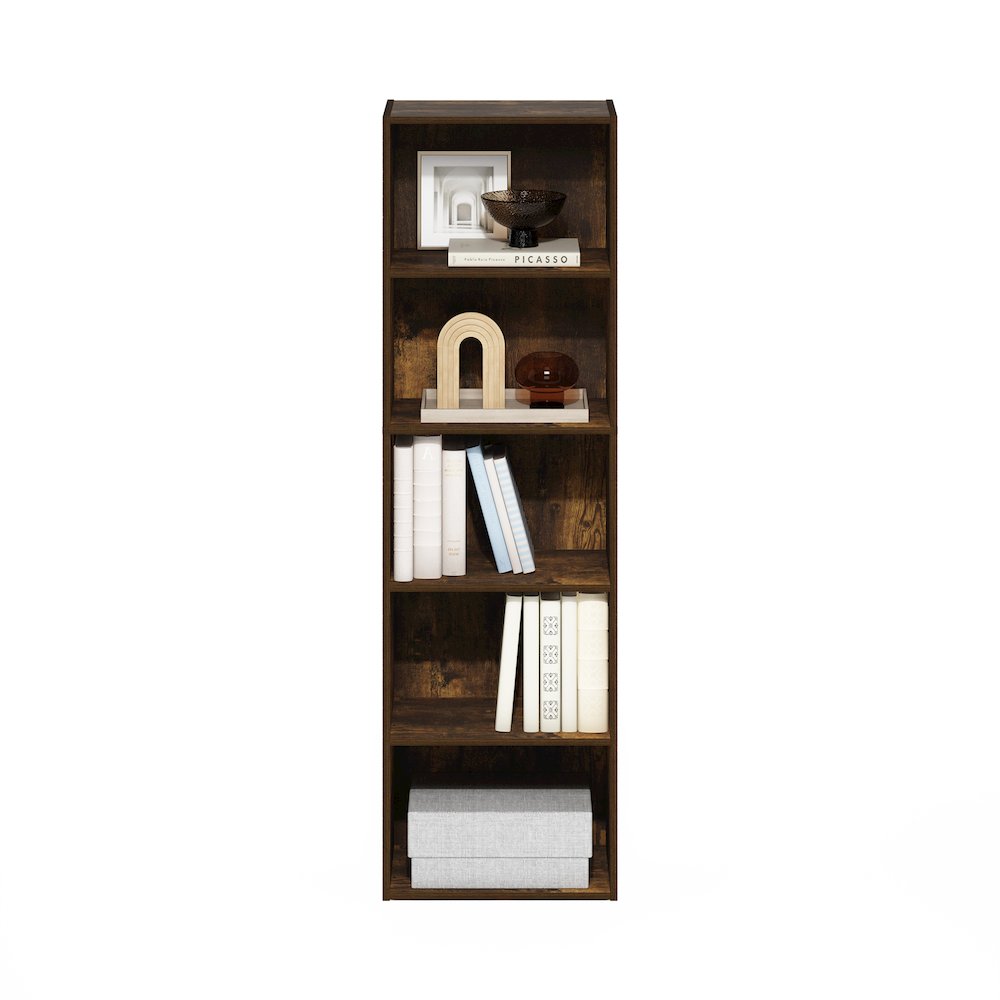 Luder 5-Tier Reversible Color Open Shelf Bookcase, Amber Pine