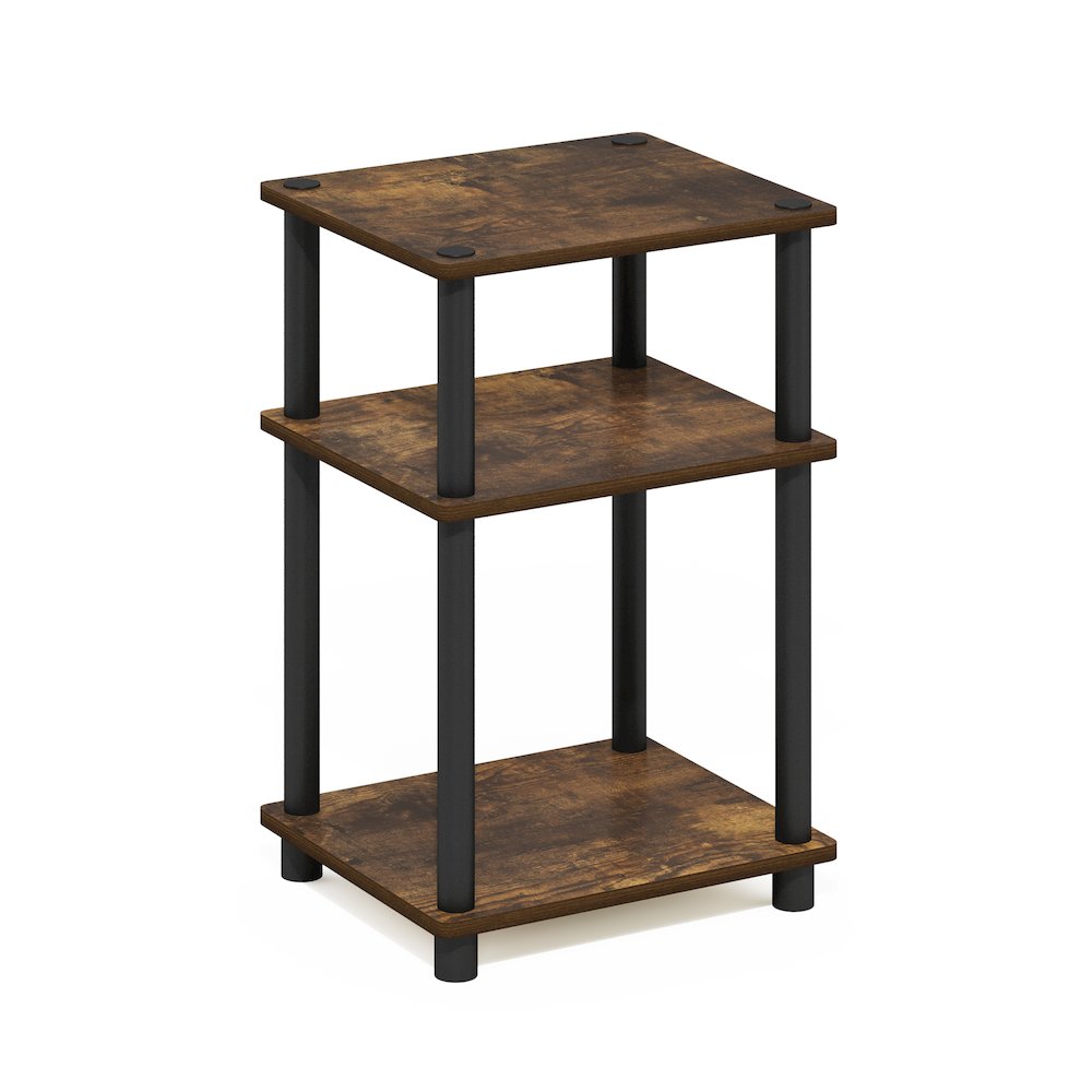 Just 3-Tier Turn-N-Tube End Table, 1-Pack, Amber Pine/Black