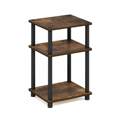 Just 3-Tier Turn-N-Tube End Table, 1-Pack, Amber Pine/Black