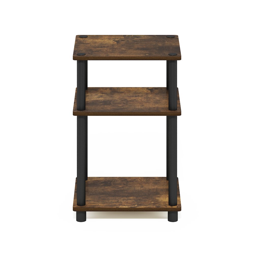Just 3-Tier Turn-N-Tube End Table, 1-Pack, Amber Pine/Black