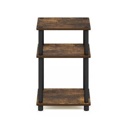 Just 3-Tier Turn-N-Tube End Table, 1-Pack, Amber Pine/Black