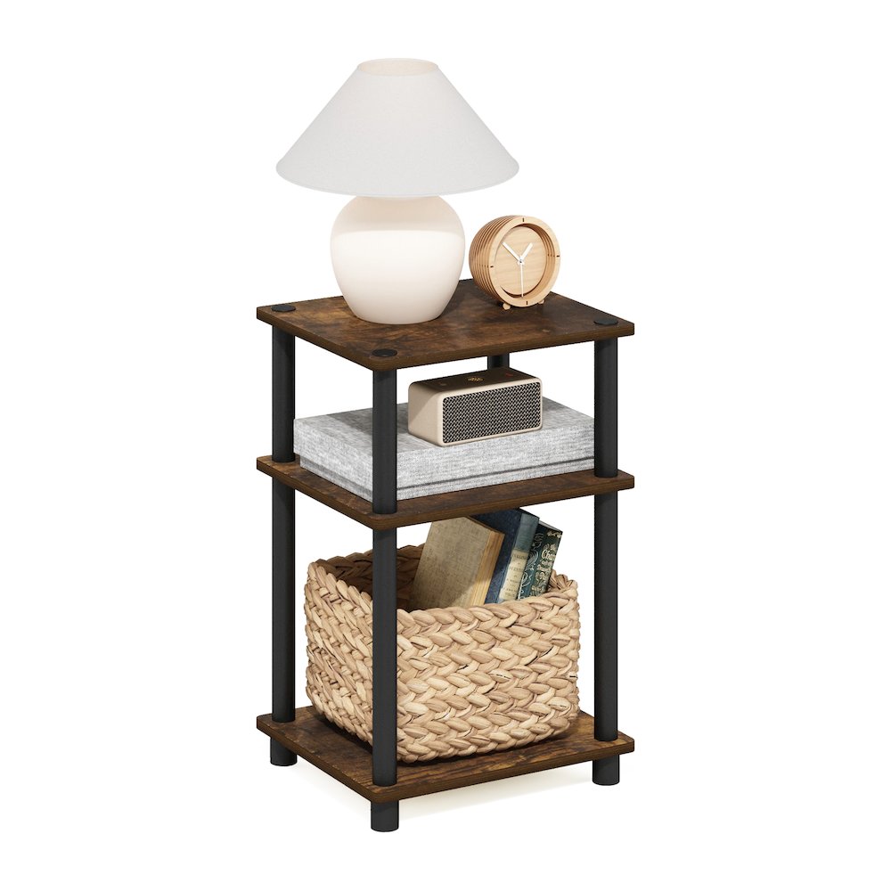 Just 3-Tier Turn-N-Tube End Table, 1-Pack, Amber Pine/Black