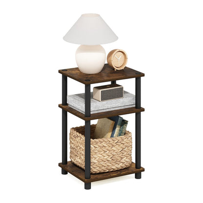 Just 3-Tier Turn-N-Tube End Table, 1-Pack, Amber Pine/Black