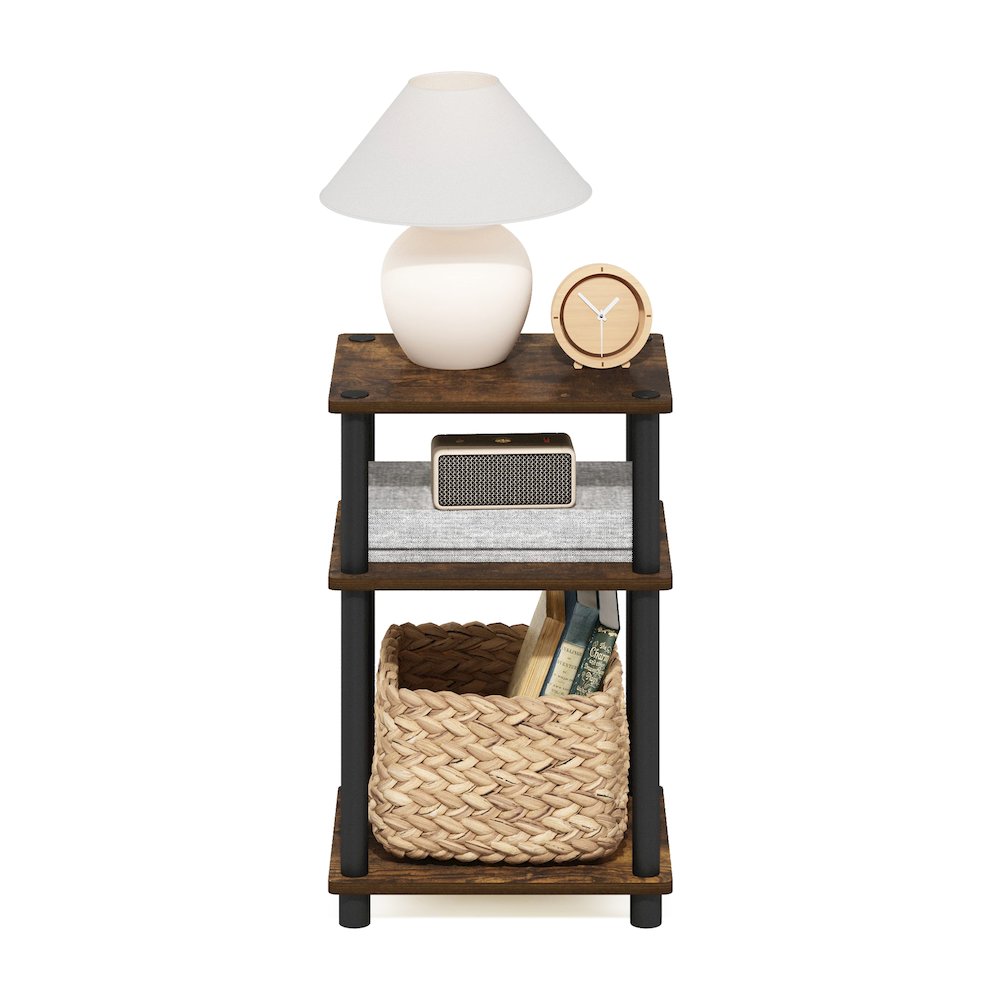 Just 3-Tier Turn-N-Tube End Table, 1-Pack, Amber Pine/Black