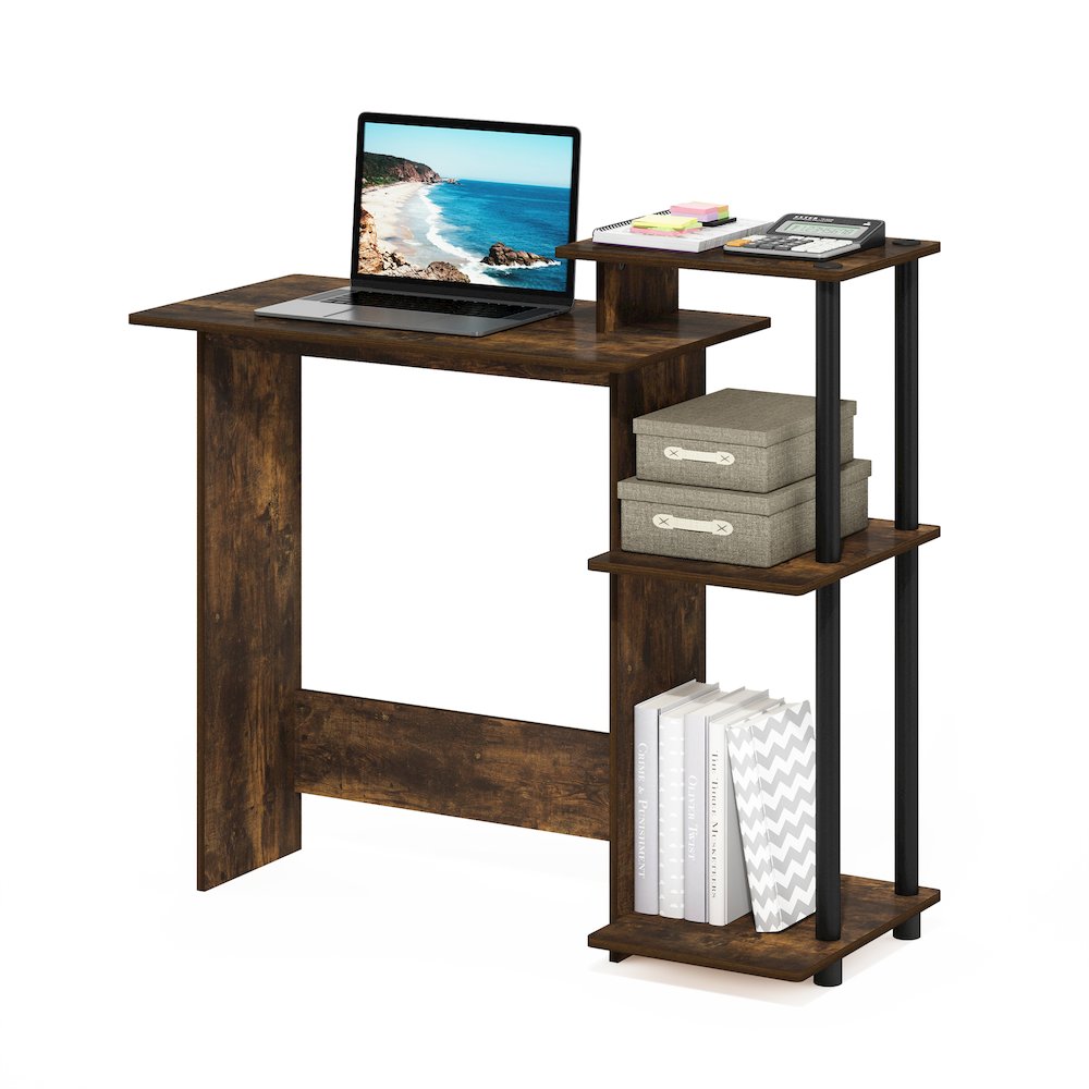 Efficient Home Laptop Notebook Computer Desk, Amber Pine/Black