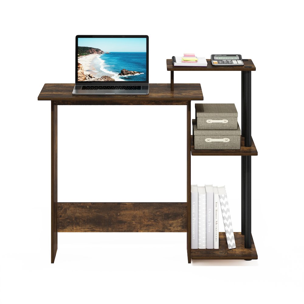 Efficient Home Laptop Notebook Computer Desk, Amber Pine/Black
