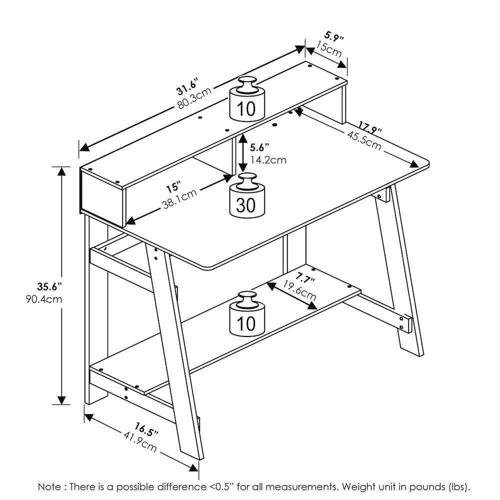 Simplistic A Frame Computer Desk, Amber Pine