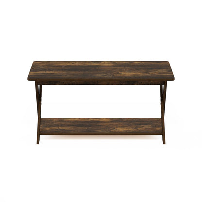 Modern Simplistic Criss-Crossed Coffee Table, Amber Pine