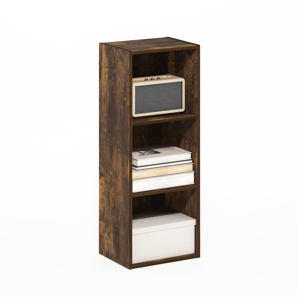 Pasir 3-Tier No Tool Assembly Open Shelf Bookcase, Amber Pine