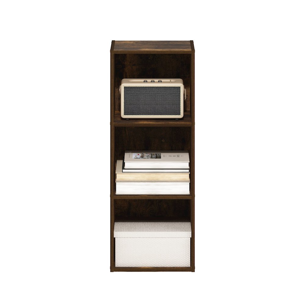 Pasir 3-Tier No Tool Assembly Open Shelf Bookcase, Amber Pine