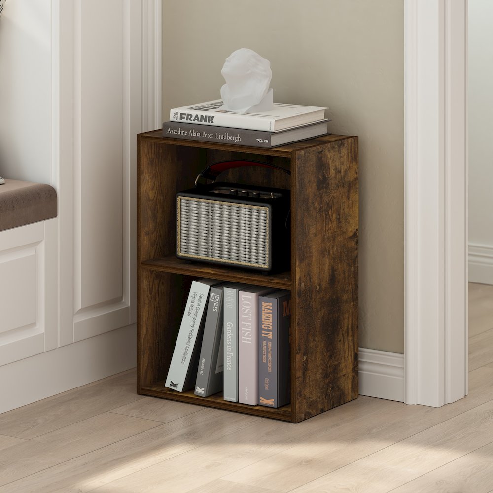 Luder 2-Tier Open Shelf Bookcase, Amber Pine