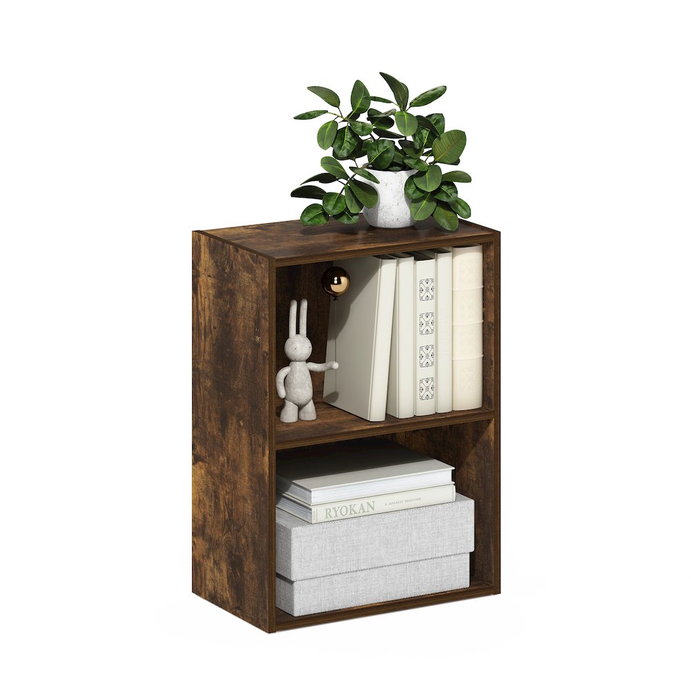 Luder 2-Tier Open Shelf Bookcase, Amber Pine