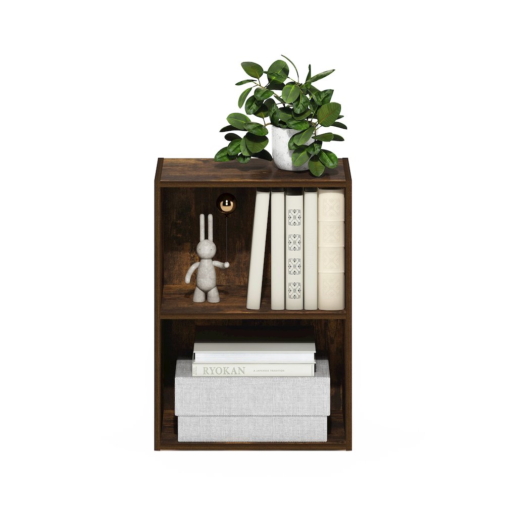 Luder 2-Tier Open Shelf Bookcase, Amber Pine