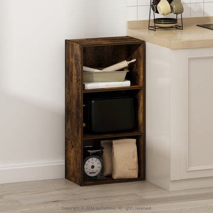 Luder 3-Tier Open Shelf Bookcase, Amber Pine