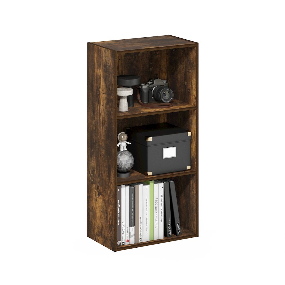 Luder 3-Tier Open Shelf Bookcase, Amber Pine