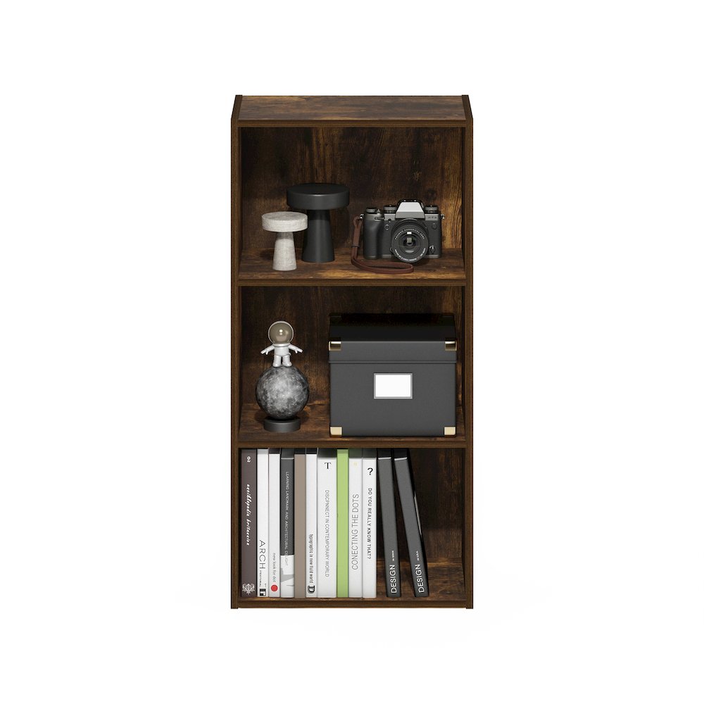 Luder 3-Tier Open Shelf Bookcase, Amber Pine