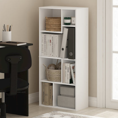 Daly 7-Cube Irregular Cubes Bookcase, Bookshelf, Storage Organizer, White