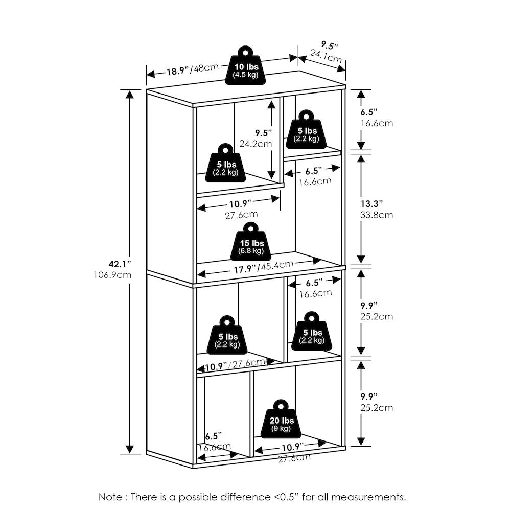 Daly 7-Cube Irregular Cubes Bookcase, Bookshelf, Storage Organizer, White