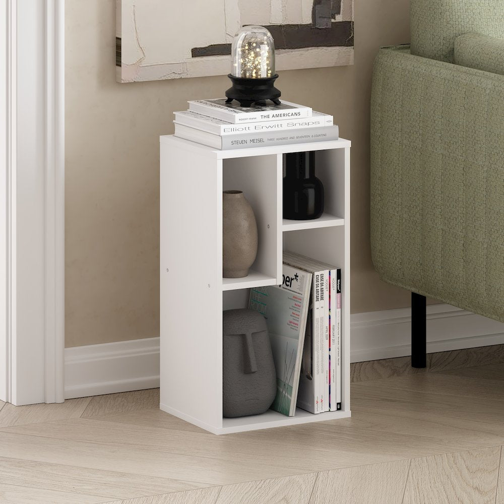 Daly 3-Cube Irregular Cubes Bookcase, Bookshelf, Storage Organizer, White