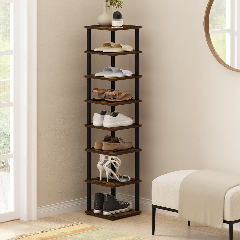 8-Tier Vertical Space Saving Free Standing Shoe Tower, Shoe Rack
