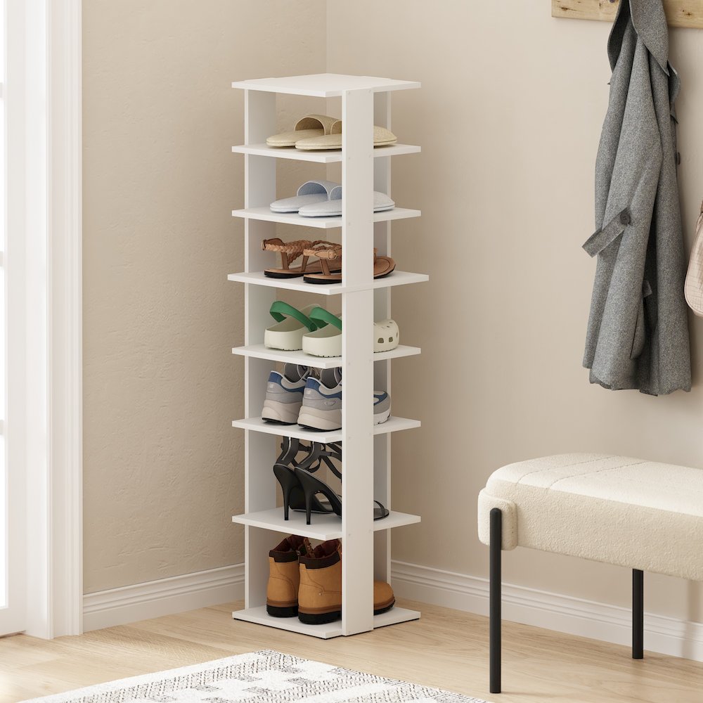 8-Tier Vertical Space Saving Free Standing Shoe Tower, Shoe Rack