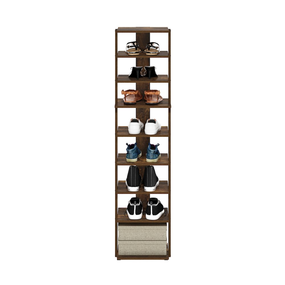 9-Tier Vertical Space Saving Free Standing Shoe Tower, Shoe Rack