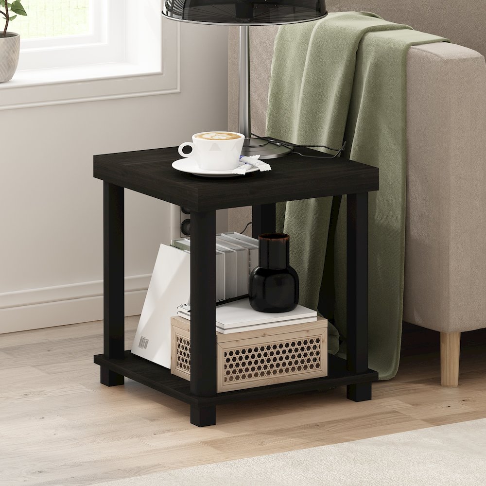 Turn-N-Tube Classic 2-Tier End Table, Side Table, Espresso/Black