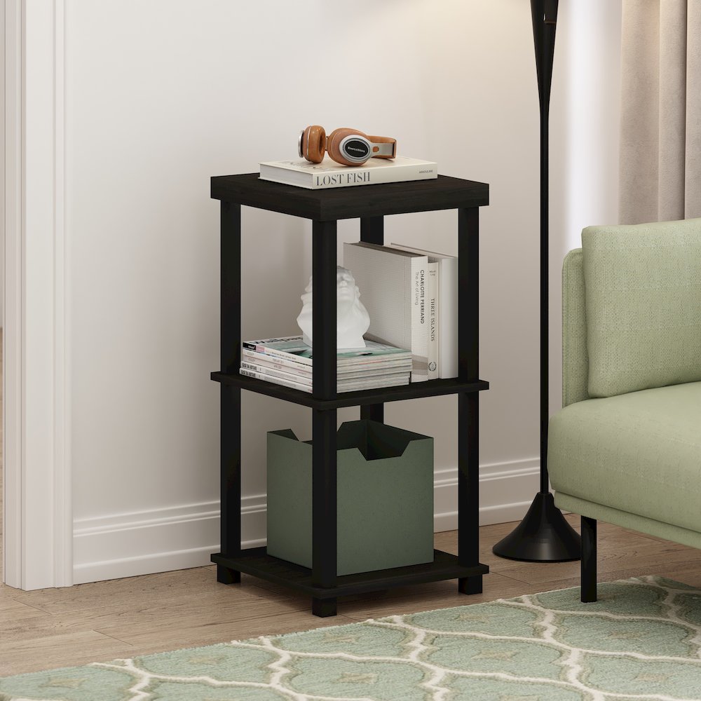 Turn-N-Tube Classic 3-Tier End Table, Side Table, Espresso/Black
