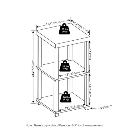 Turn-N-Tube Classic 3-Tier End Table, Side Table, Espresso/Black