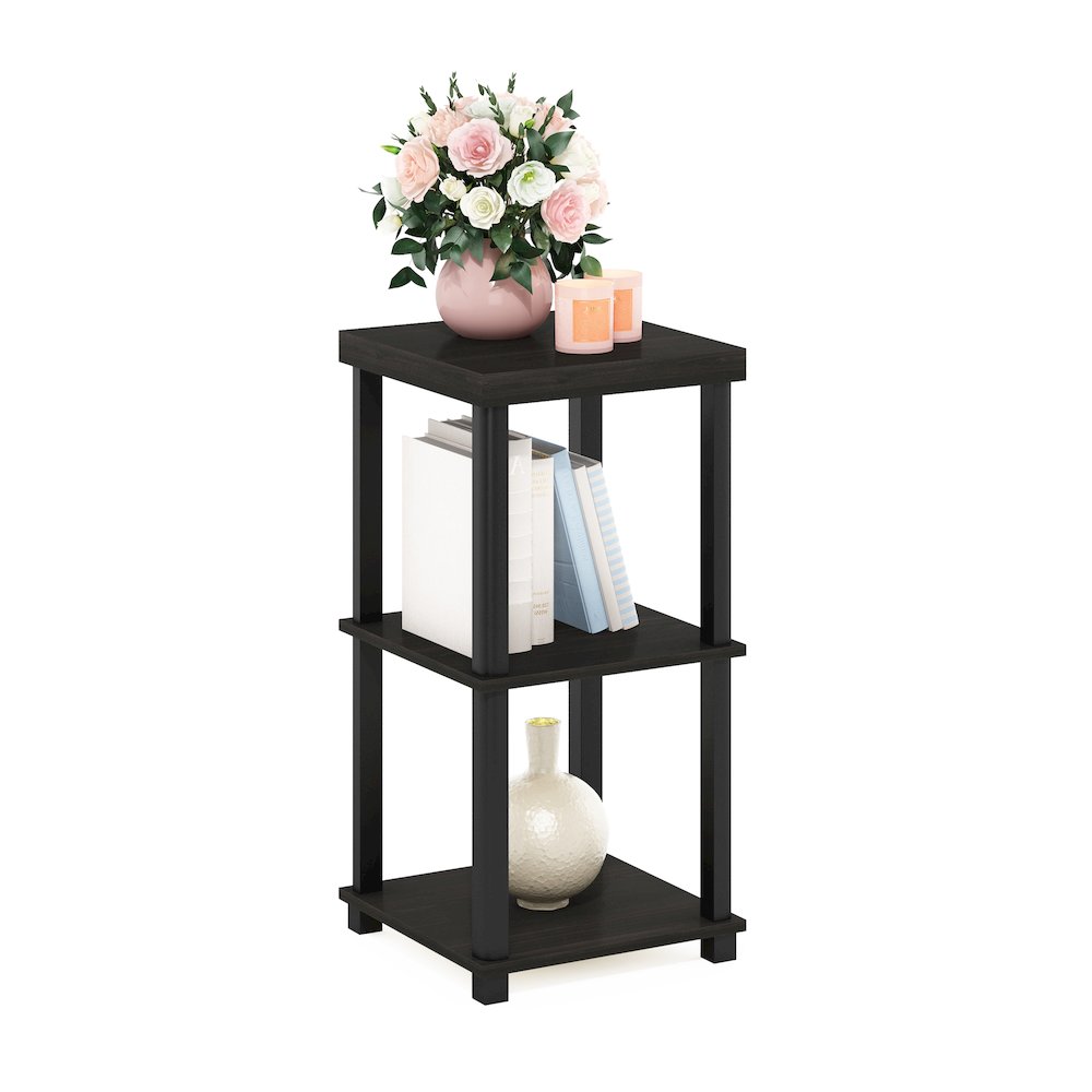 Turn-N-Tube Classic 3-Tier End Table, Side Table, Espresso/Black