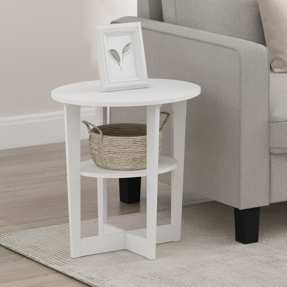 JAYA Oval End Table, Side Table, Nightstand, White